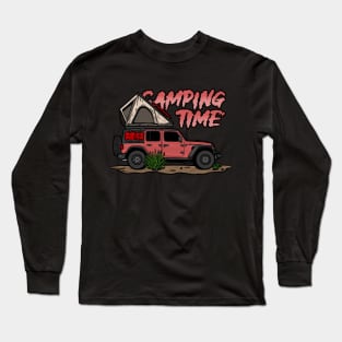 Pink Jeep Design Camping Time Long Sleeve T-Shirt
